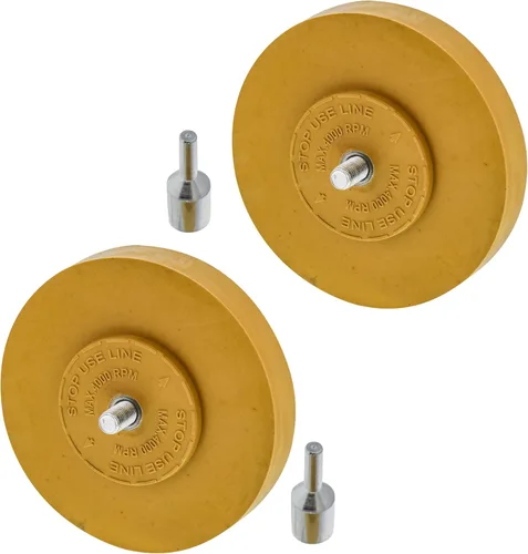 TCP Global Rueda de goma con adaptador de taladro (paquete de 2) rueda removedor de calcomanías, herramienta de eliminación de rayas, herramienta de