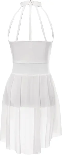 Miniatura 31 de Vestido de ballet lírico para niñas y niñas, sin mangas, encaje floral, leotardo contemporáneo, moderno disfraz de baile