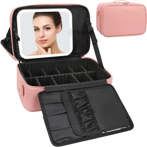 Miniatura 16 de Relavel - Estuche de maquillaje de viaje en tren de 13.8 pulgadas, estuche de cosméticos grande profesional, portátil, organizador y almacenamiento