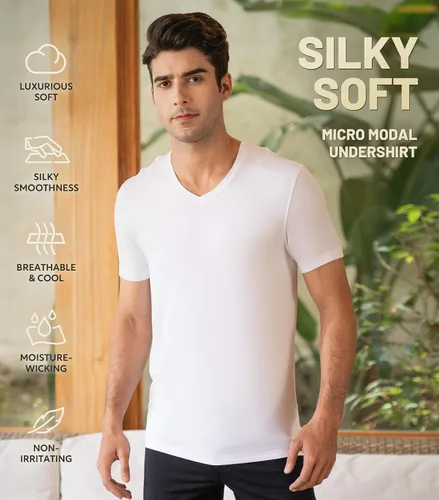 Miniatura 2 de DAVID ARCHY Men's Undershirts Micro Modal Ultra Soft T-Shirts Stretch Moisture-Wicking Tees for Men, 3-Pack