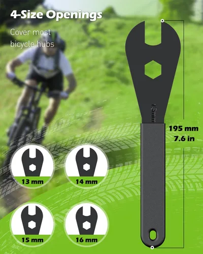 Miniatura 6 de Pawfly Juego de llaves de cono de bicicleta, kit de herramientas delgado de extremo abierto para reparación de cubo de rueda de bicicleta