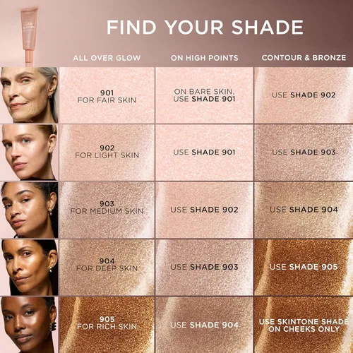Miniatura 8 de L'Oréal Paris Maquillaje True Match Lumi Glotion, Potenciador de brillo natural, Iluminador resaltador, Gotas bronceadoras para un brillo bañado por