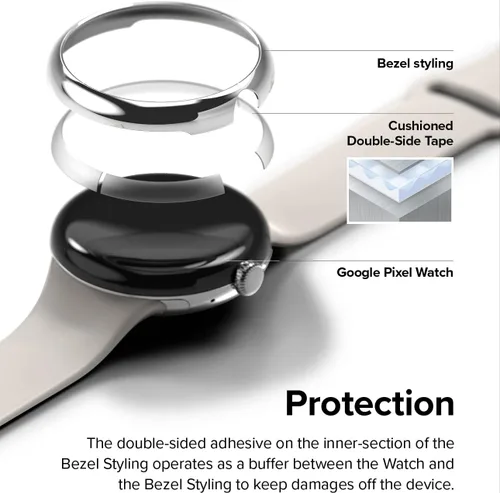 Miniatura 6 de Ringke Bisel Styling Compatible con Google Pixel Watch Case, Marco Adhesivo Anillo Cubierta Anti Rasguños [Acero Inoxidable] Protector Accesorio
