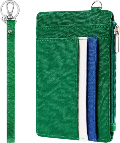 Miniatura 13 de SEAVILIA Billetera pequeña para mujer, delgada, llavero, carteras RFID para tarjetas de crédito con bolsillo con cremallera, ventana