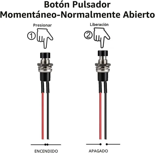 Miniatura 3 de Gebildet 10 piezas de botón de presión momentáneo mini precableado negro 3V-6V-12V-24V-230V/1A, SPST normalmente abierto ON/Off, botón redondo de 2