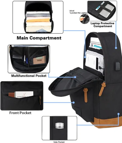Miniatura 5 de Mochila Grande de Equipaje de Mano para Portátil para Viajes, Gris oscuro, 18 pulg., Classic