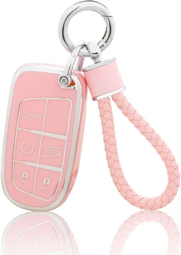 Miniatura 8 de YO&YOYE Funda para llavero Ford con llavero, funda de TPU suave rosa para F150 Explorer Mustang Edge Lincoln MKZ MKX MKC