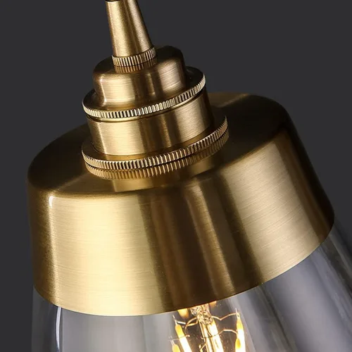 Miniatura 4 de Lámpara colgante con pantalla de vidrio, lámpara colgante de latón con acabado dorado, lámpara colgante de techo ajustable para mesita de noche