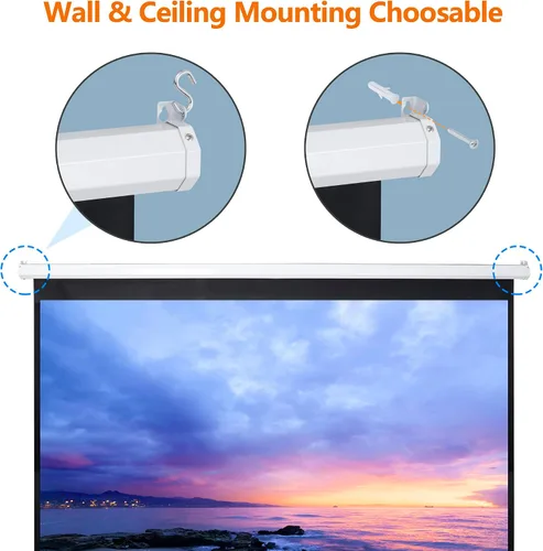 Miniatura 7 de SUPER DEAL Pantalla de proyección HD de 100 pulgadas, 16:10, plegable, antiarrugas, portátil, pantalla de película, manual desplegable para cine