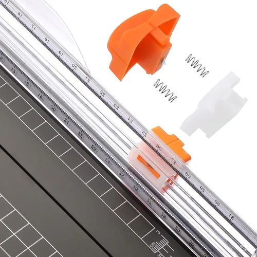 Miniatura 4 de Firbon - Cortador de papel A4 de titanio de 12 pulgadas, herramienta para álbumes de recortes, con protección de seguridad automática y regla 1-negro