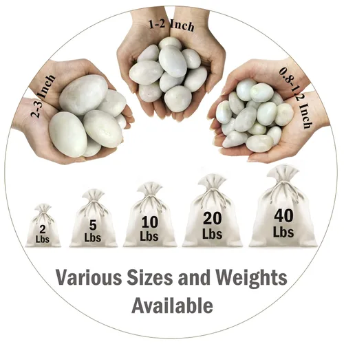 Miniatura 3 de FANTIAN Rocas blancas de río de 40 libras para paisajismo, guijarros pulidos de 1-2 pulgadas para plantas de interior, piedras blancas decorativas