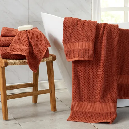 Miniatura 8 de NY Loft Juego de 4 toallas de baño 100% algodón, supersuaves y absorbentes, de secado rápido, 30 x 52 pulgadas, algodón texturizado y duradero