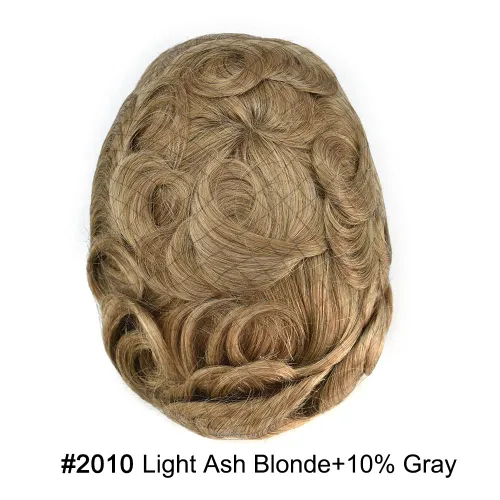 Miniatura 260 de Toupee para hombres nudos blanqueados hombres toupee hairpieces europeo virgen sistema de reemplazo de cabello humano suave encaje francés hombres
