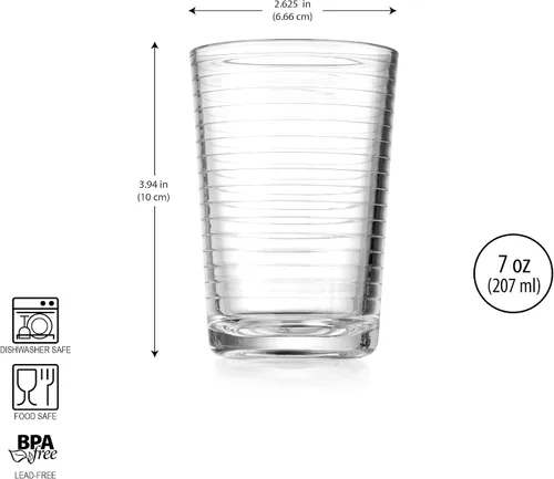 Miniatura 2 de Glaver's Vasos de jugo de 7 oz. Juego de 10 vasos de vidrio – Vasos de agua para bebidas para el hogar y bar, agua, cócteles, té helado. Apto