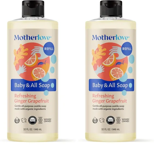 Miniatura 9 de Motherlove Jabón para bebé y todo uso (32 oz) Jabón de Castilla de espuma suave multiuso hecho con ingredientes orgánicos - Flor de lavanda relajante