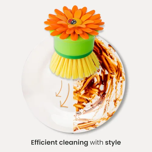Miniatura 8 de Vigar Cepillo de Limpieza de Palmas con Flor para Platos con Soporte, Cepillos de Cocina Perfectos para Platos, Cepillo de Fregadero y Cepillos