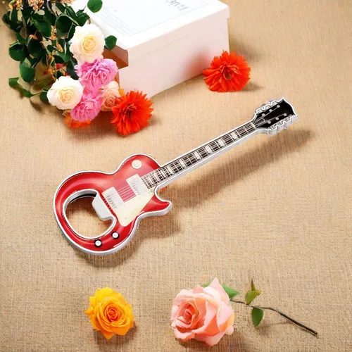 Miniatura 3 de 1 pieza/set abridor de botellas abridor de botellas de cerveza abridor de botellas con forma de guitarra regalo de guitarra accesorios de cocina Rojo