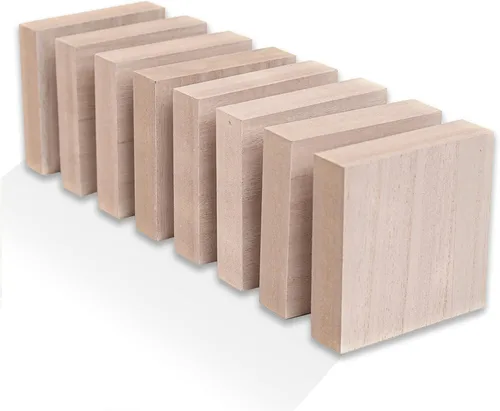 Miniatura 8 de Paquete de 8 bloques de madera de 4 x 4 pulgadas para manualidades, bloques cuadrados de MDF de 1 pulgada de grosor, superficie lisa