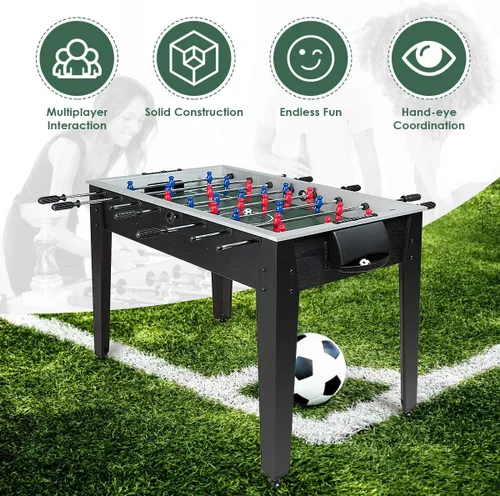 Miniatura 3 de Giantex - Mesa de futbolín de 48 pulgadas, mesa de juego de fútbol de madera con balones, adecuada para 4 jugadores, mesa de fútbol