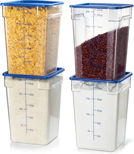 Miniatura 14 de CURTA Paquete de 4 recipientes de almacenamiento de alimentos con tapa roja - Grado comercial NSF en 5.7 L - Cuadrado, transparente, policarbonato