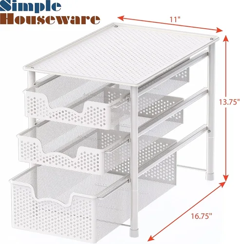 Miniatura 2 de Simple Houseware - Cajón organizador apilable de 3 niveles, color blanco