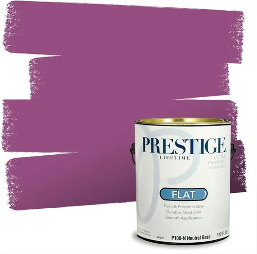 Miniatura 102 de PRESTIGE Pinturas de pintura interior e imprimación en uno, 1 galón, plano, combinación comparable de Sherwin Williams* Kimono Violet*