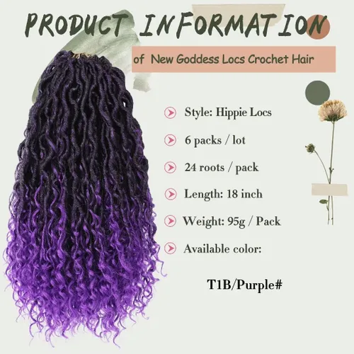 Miniatura 2 de River Locs Cabello de Crochet para Mujeres Negras - Boho Goddess Locs Grochet Hair, Boho Hippie Loc (18" 6 Paquetes T1B/púrpura#)