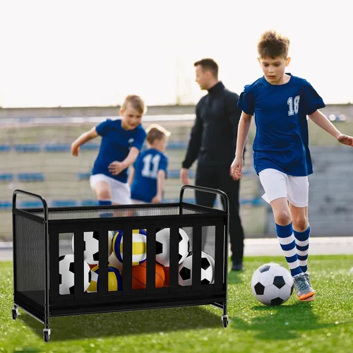 Miniatura 8 de Contenedor de almacenamiento de pelotas grande con ruedas, almacenamiento de pelotas al aire libre para garaje, organizador de equipo deportivo