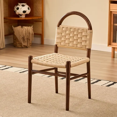 Miniatura 12 de Rattan Dining Room Chairs Wooden, Woven Kitchen Chairs, Dining Room Chair with Wood Legs, Vanity Chair,Armless Side Chair for Home Bar Restaurant