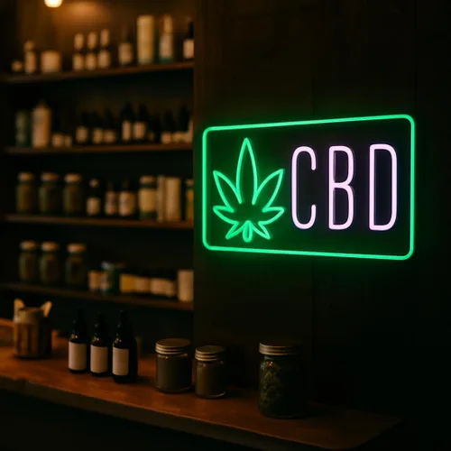 Miniatura 3 de Señal LED 'CBD' con icono de hoja por SMOKE SHOP LED – Vida útil nominal de 50,000 horas, ¡atrae a más clientes! - Letrero LED de neón de CBD