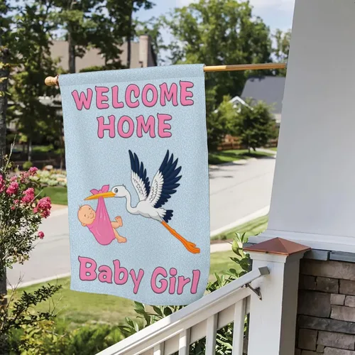 Miniatura 7 de Banderas de jardín para bebé niña de 12 x 18 pulgadas de doble cara con texto en inglés "It's a Girl", letrero de jardín para baby shower, bandera