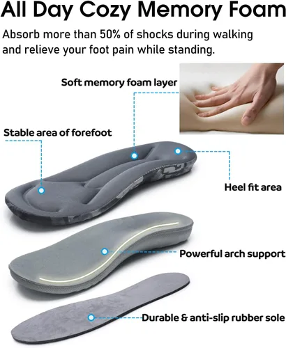 Miniatura 2 de Pantuflas de casa para hombre ajustables con soporte de arco de espuma viscoelástica para interiores y exteriores