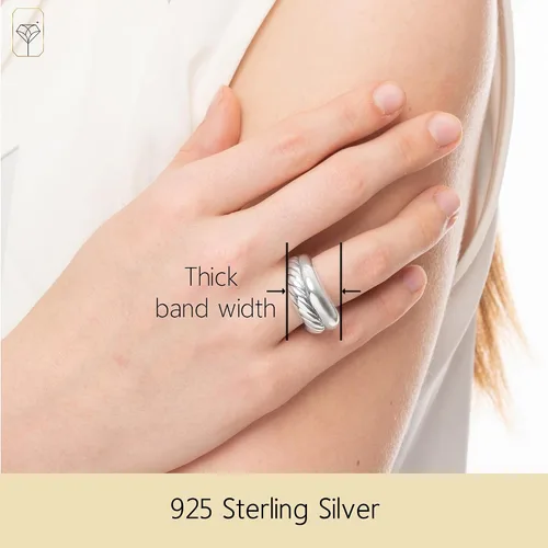 Miniatura 2 de MAX + STONE Anillo de cóctel grande de plata esterlina boho para mujer, anillos gruesos e hipoalergénicos de plata de ley 925 en varios estilos