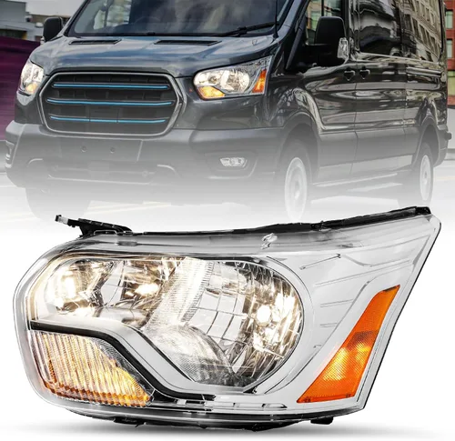 Miniatura 8 de SOCKIR Conjunto de faros delanteros de carcasa cromada para Ford Transit Van 150 250 350 HD de repuesto para Ford Transit Van 150 250 350 HD, lado