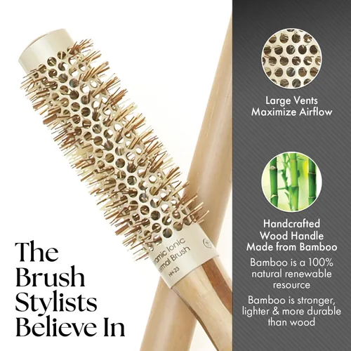 Miniatura 4 de Olivia Garden Cepillo de pelo redondo térmico iónico de bambú para cabello saludable (no eléctrico)