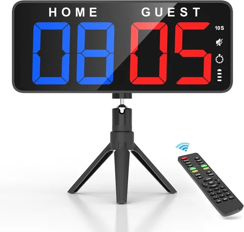 ANJANK Marcador LED Digital Grande de 11 Pulgadas, Reloj Electrónico Mantenedor de Puntuación, Cuenta Regresiva/Ascendente, con Batería Potente, 4