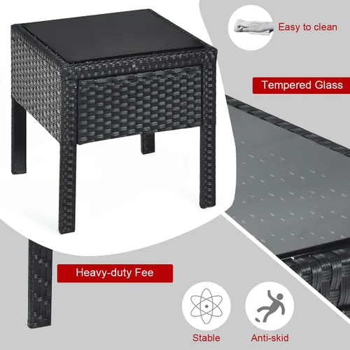 Miniatura 8 de Tangkula Juego de 3 piezas para conversación de patio, juego de sofá de ratán para exteriores con cojines de asiento y mesa auxiliar, juego de Rojo