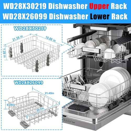 Miniatura 2 de Estante superior para lavavajillas WD28X30219 mejorado -SS304 compatible con piezas de repuesto para lavavajillas General Electric GE Hotpoint