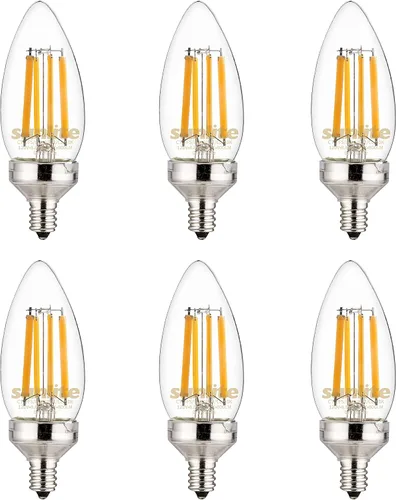 Miniatura 8 de Sunlite Bombilla LED Edison B11 40270 con punta de torpedo, 7.5 vatios (equivalente a 60 W), 810 lúmenes, base de candelabro E12, regulable