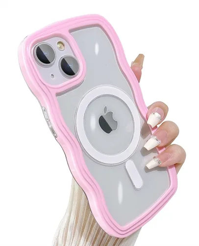 Miniatura 29 de Yeddabox Magsafe - Funda compatible con iPhone 13, diseño de ondas, lindo marco de colores de caramelo con ondas de agua, a prueba de golpes