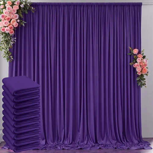 Miniatura 63 de Cortinas de telón de fondo blanco de 30 pies x 8 pies para fiestas de boda, 6 paneles de 5 pies x 8 pies, cortinas de fotografía de poliéster sin