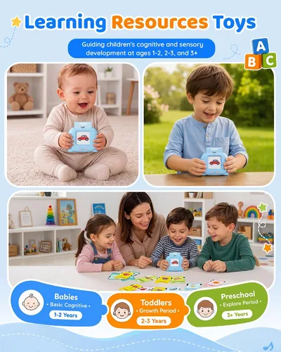 Miniatura 6 de Aullsaty Tarjetas didácticas parlantes para niños de 1 a 5 años, 536 palabras visuales mejoradas con 6 canciones, juguetes sensoriales Montessori
