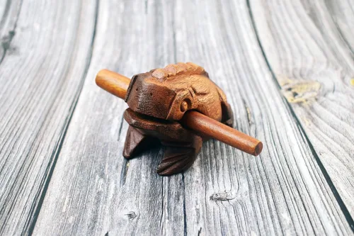 Miniatura 4 de Rana guiro pulgadas bloque de madera instrumento musical percusión Instrumento musical tamaño perfecto Madera natural Güiro Frog.