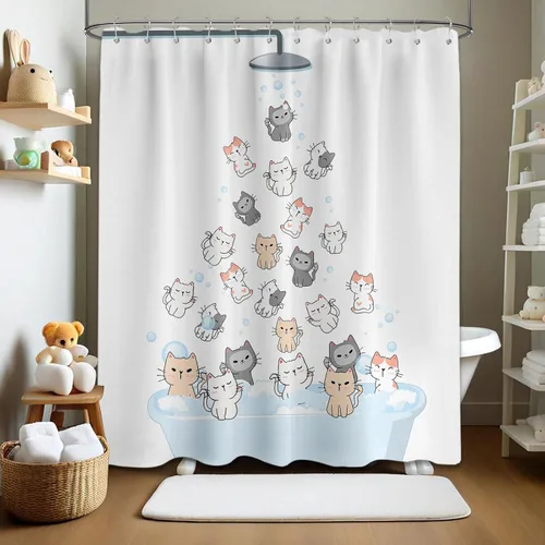 Miniatura 68 de Cortina de ducha floral para primavera y verano, flores silvestres, flores y mariposas, decoración de baño, tela impermeable con ganchos, 70