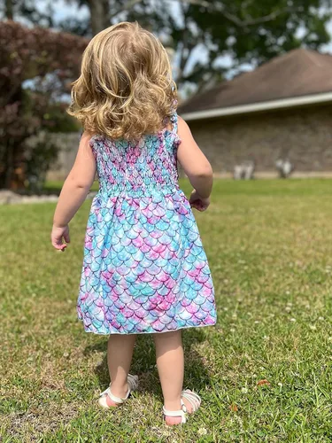 Miniatura 3 de Vieille Vestido de verano para niñas pequeñas, vestido de verano con tirantes delgados, vestido de princesa estampado floral, vestido casual