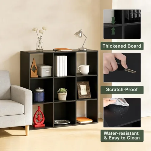 Miniatura 4 de Organizador de almacenamiento de 9 cubos, estantería reversible, estantería de cubo abierta, almacenamiento moderno grande para sala de estar