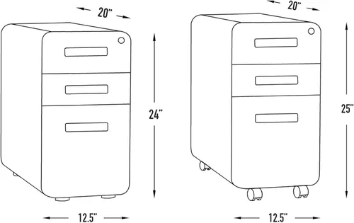 Miniatura 3 de Laura Davidson Furniture Stockpile Archivador móvil delgado de 3 cajones con cerradura - Archivador de metal para debajo del escritorio, carpetas