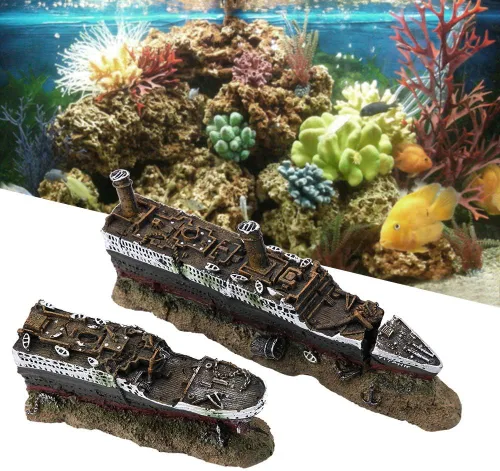 Miniatura 3 de JTLB Titanic - Modelo sumergible naufragado 24 × 10 × 3.5 in Titanic Lost Wrecked Boat Ship Aquarium Decoration Ornament Wreck Ornaments