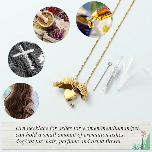 Miniatura 5 de Imrsanl Collar con dije de urna de cremación en forma de corazón para cenizas humanas – Un pedazo de mi corazón vive en el cielo