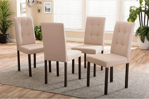 Miniatura 4 de Baxton Studio Andrew - Juego de comedor moderno y contemporáneo de 5 piezas, tapizado de tela gris
